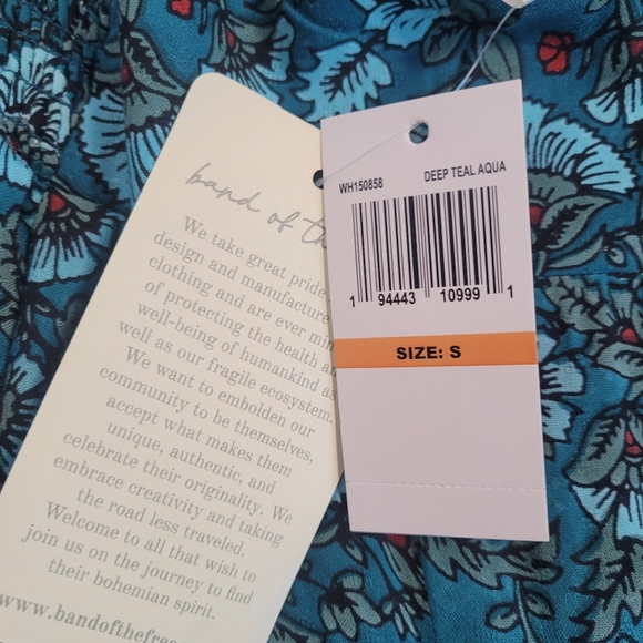 NWT Band of the Free Elise Teal Floral Wide Leg Pullon Pants Women's Size Small - Picture 8 of 10